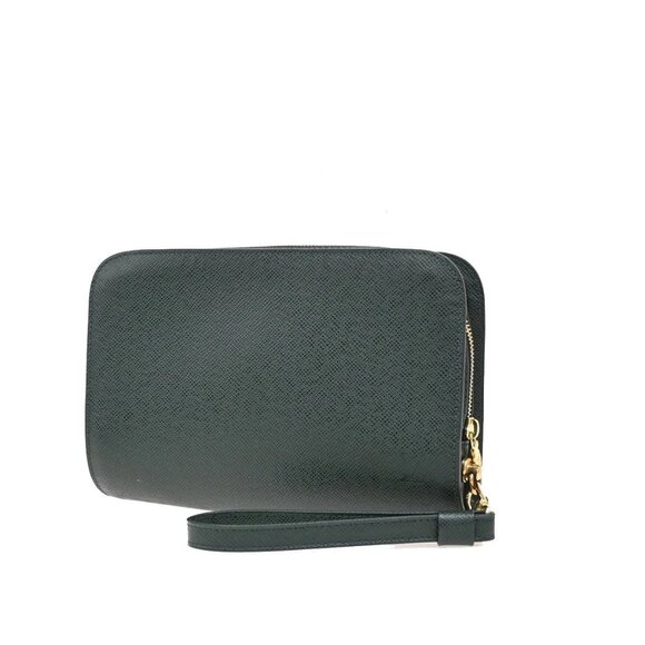 LOUIS VUITTON LV Logo Baikal Clutch Hand Bag Taiga Leather Epicea M30184 66KA870 - Picture 1 of 16